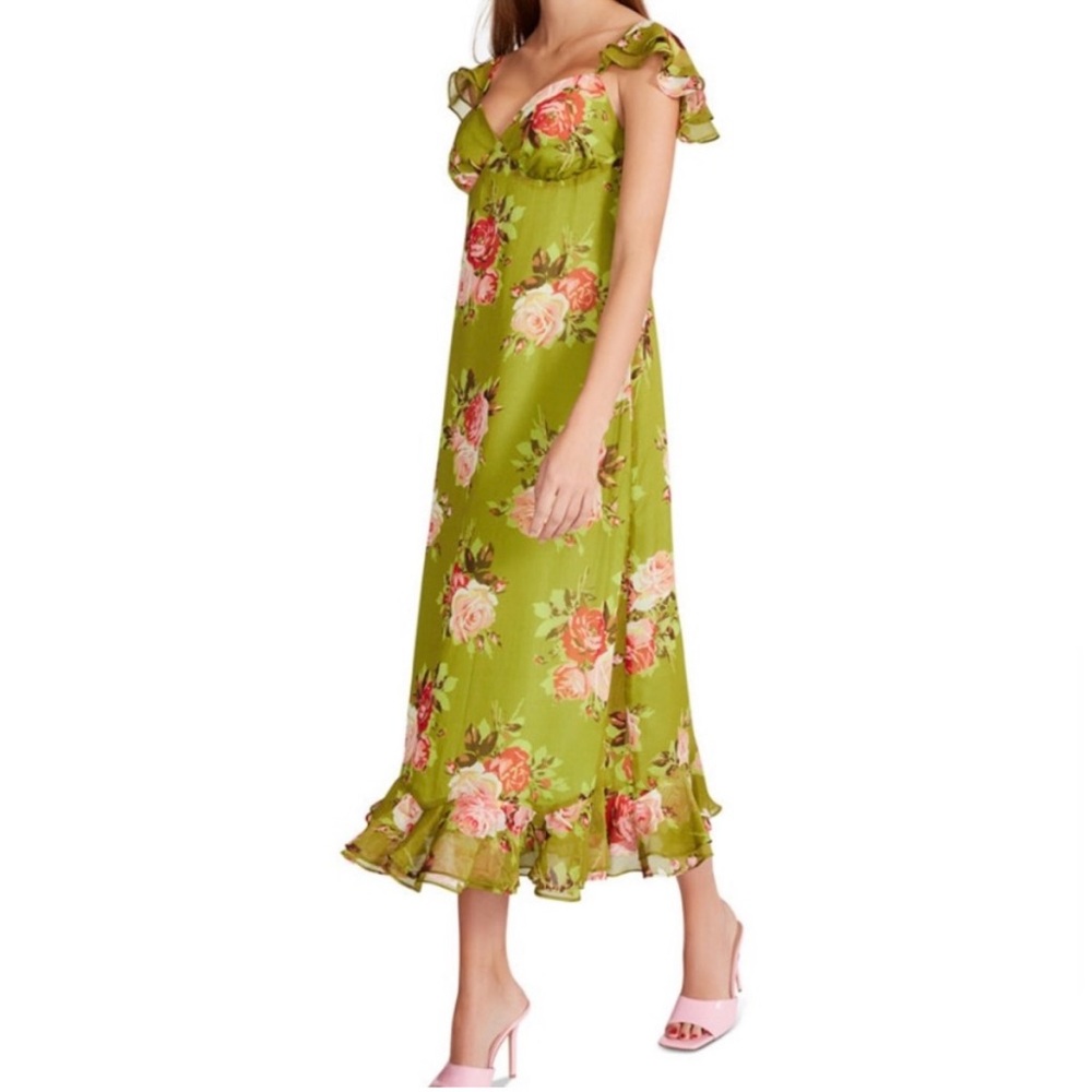 BETSEY JOHNSON Bountiful Bouquet Crinkle Chiffon Dress In Pickled Pepper size M